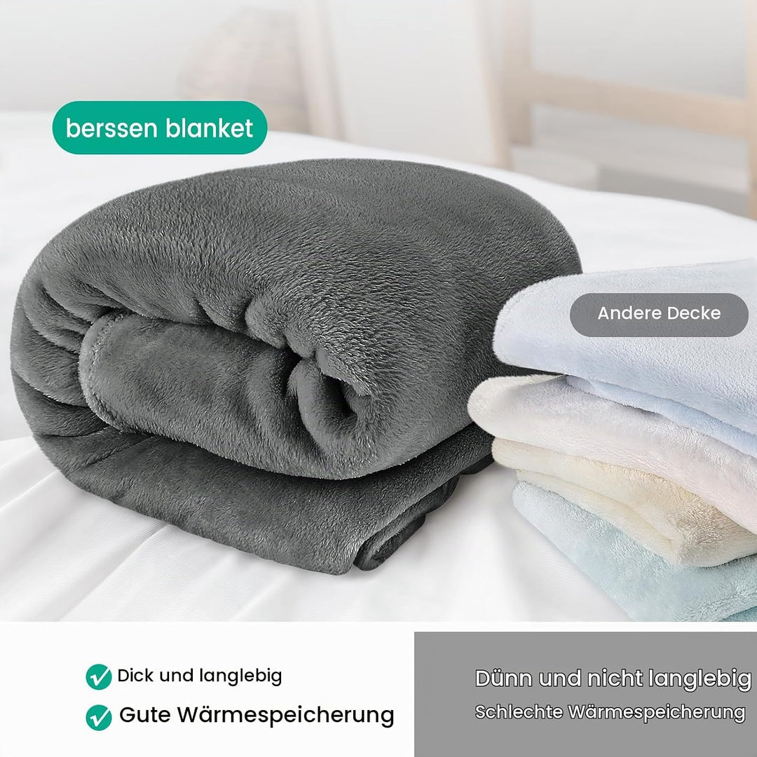 berssen 200x230cm Kuscheldecke Flauschig, Weiche Antistatik Fleecedecke, Dicke Sofadecke, Erweitert