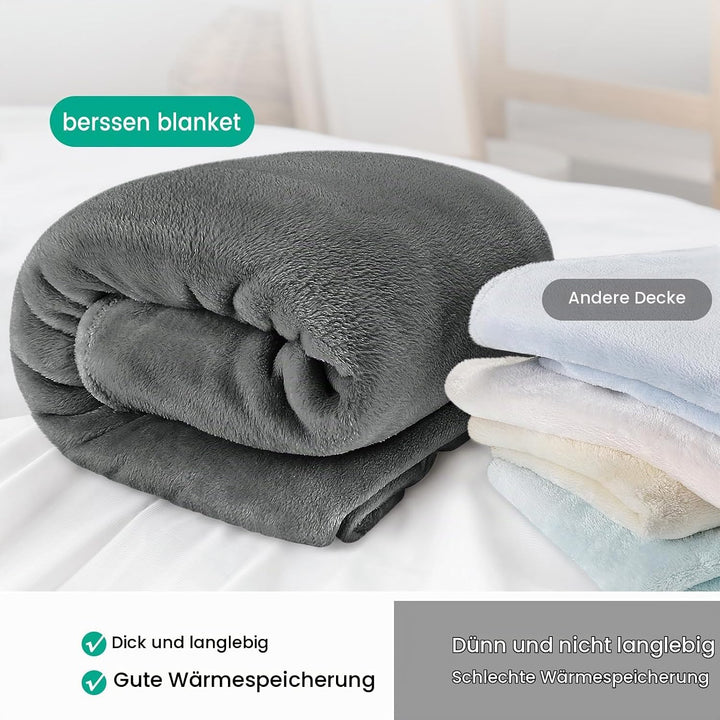 berssen 150x200cm Kuscheldecke, Weiche Antistatik Fleecedecke, Dicke Sofadecke, Erweitert Kuscheldec