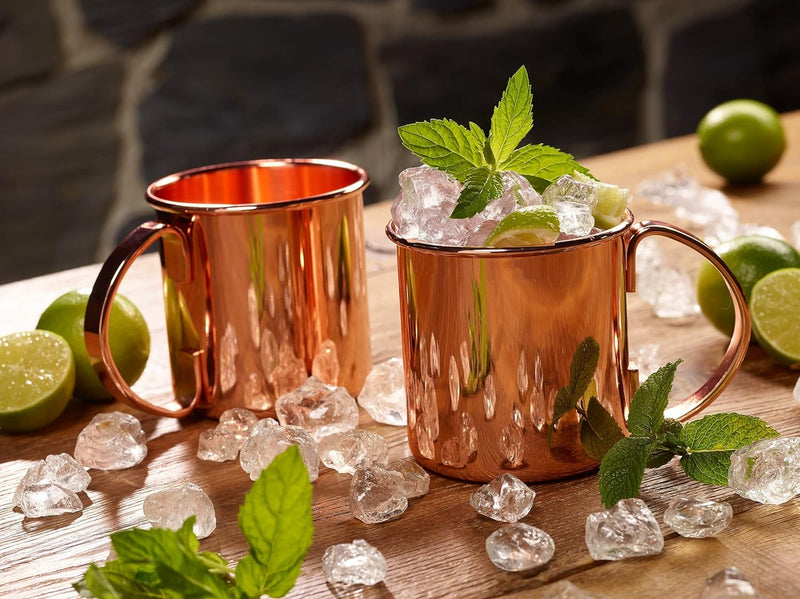 Echtwerk Kupferbecher-Set, Edelstahl-Gläser, Cocktail-Set, Cocktailgläser perfekt für Gin, Vodka, Bi