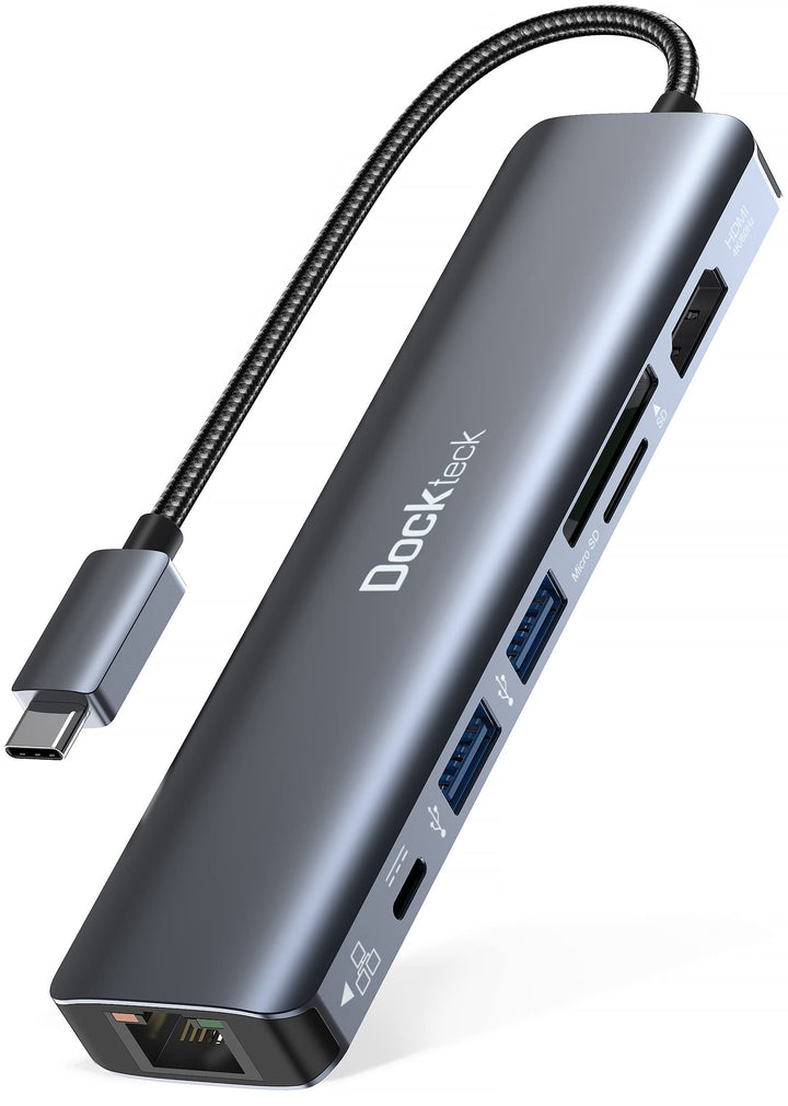 USB C Hub Dockteck 7-in-1 Dock DD0003 USB C Adapter, Ethernet LAN RJ45, 4K 60Hz HDMI, 100W Power Del