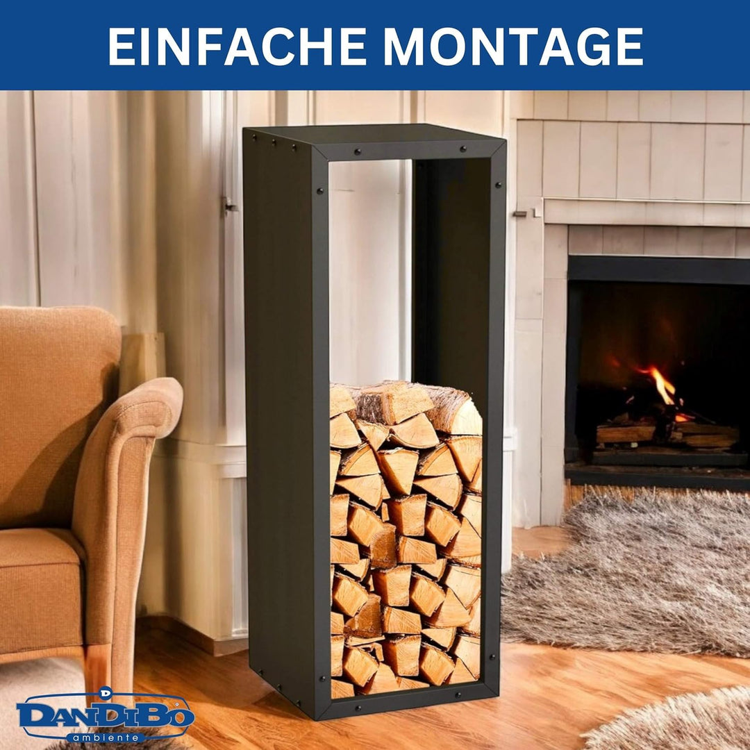 DanDiBo Kaminholzregal Innen Metall Schwarz 96600 Brennholzregal Holzaufbewahrung Kaminholzständer F