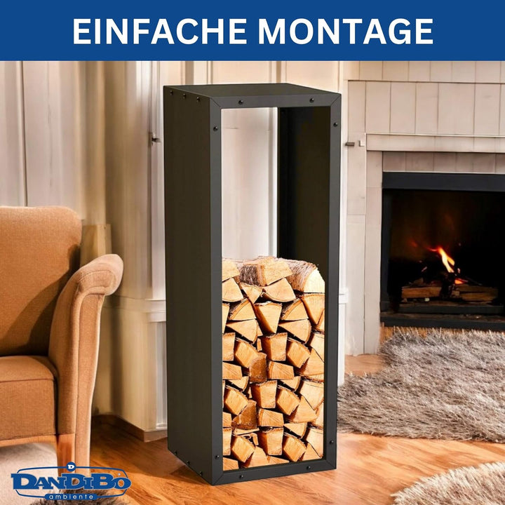 DanDiBo Kaminholzregal Innen Metall Schwarz 96600 Brennholzregal Holzaufbewahrung Kaminholzständer F