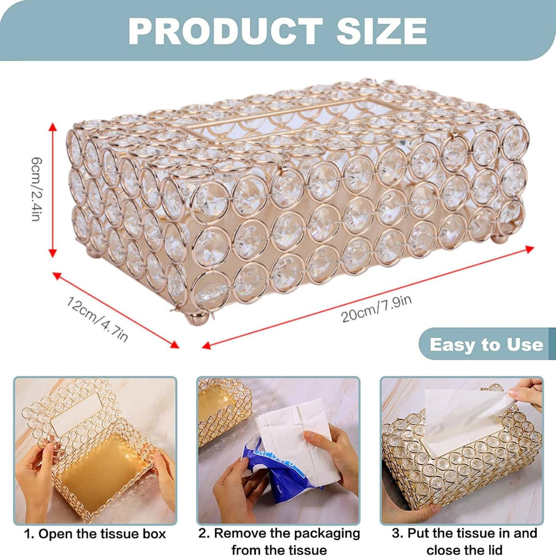 Dekorative Kristall Tissue Box, Rechteckige Tisch Taschentuchhalter Abdeckung Komestikbox Taschentuc