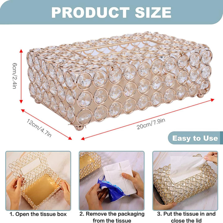 Dekorative Kristall Tissue Box, Rechteckige Tisch Taschentuchhalter Abdeckung Komestikbox Taschentuc