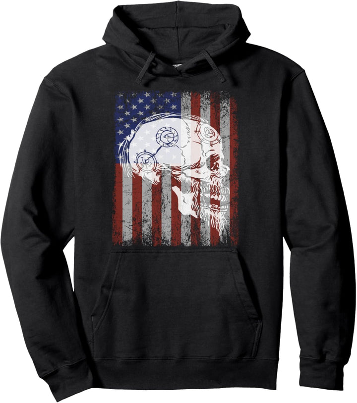 Viking American Flag Bartschädel Odin Ragna Pullover Hoodie
