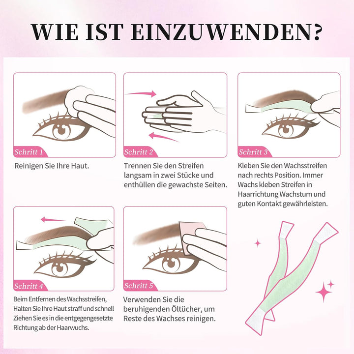 Beauty7 Kaltwachsstreifen für Gesicht, 48 Streifen, Enthaarungsstreifen, Augenbrauen und Lippen, nor