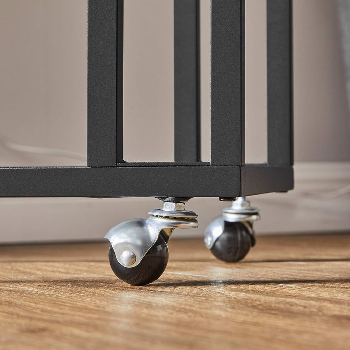 VASAGLE Beistelltisch 2er Set,Sofatisch mit Rollen, C-Form, mobiler Kaffeetisch, 35 x 50 x 60 cm, Wo