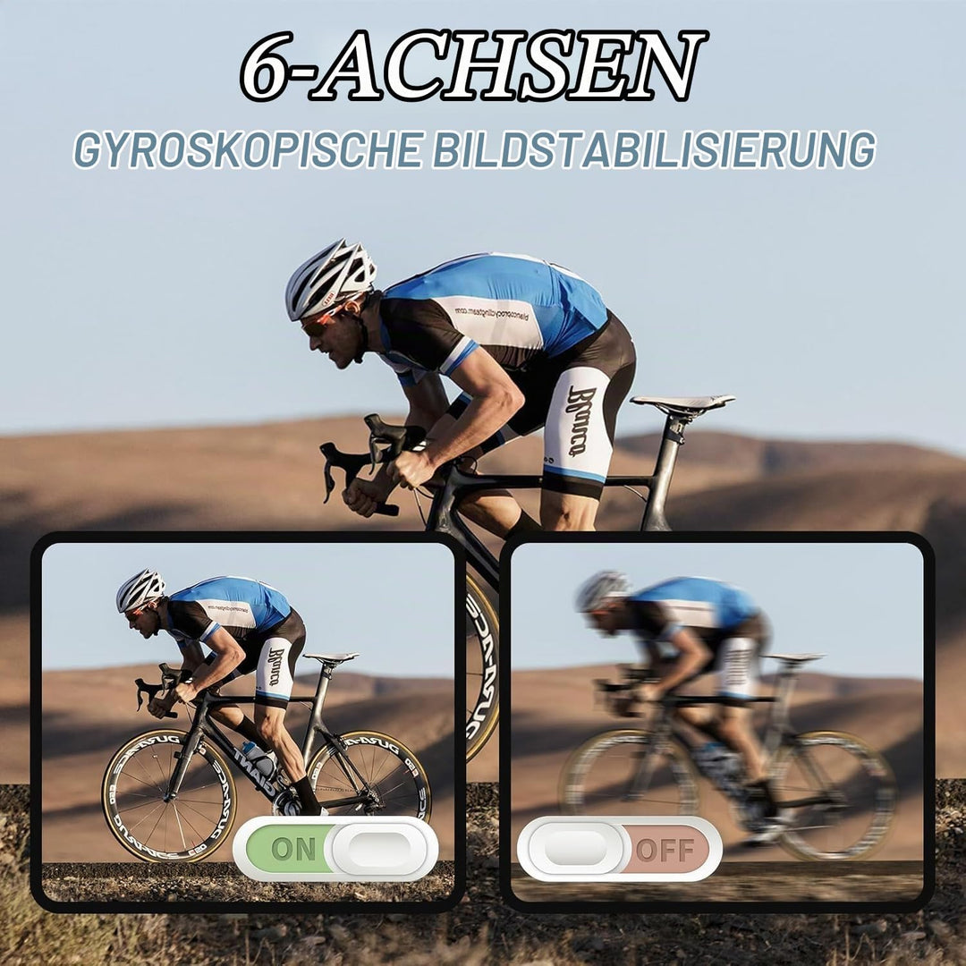 Xilecam Dual Screen Action Cam 4K 60FPS 2,2”-HD-Touchscreen, wasserdichte Kamera mit Antishake Helmk