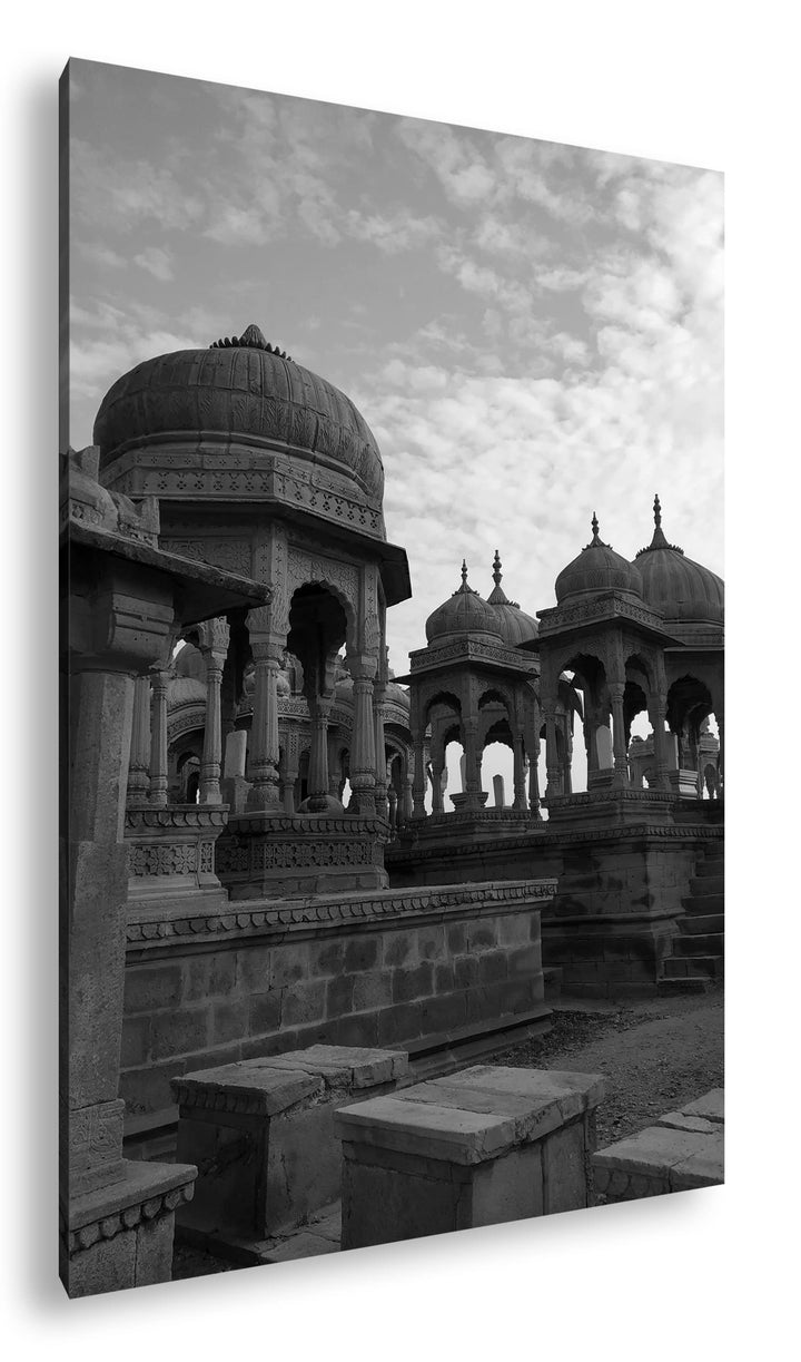 deyoli Bada Bagh Tempel Jaisalmer Effekt: Schwarz&Weiss Format: 80x60 als Leinwandbild, Motiv fertig