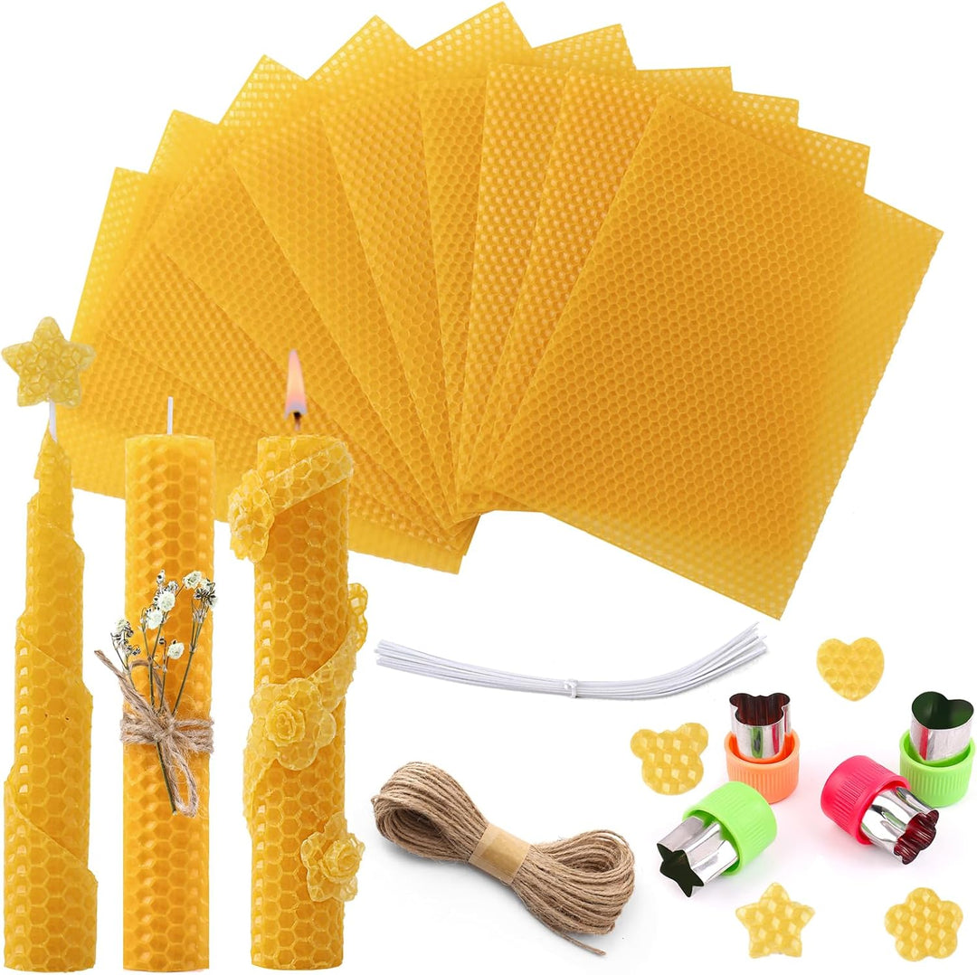 Yannige Bienenwachsplatten für Kerzen,Bienenwachskerzen Selber Machen Set,100% Reines Bienenwachs,12