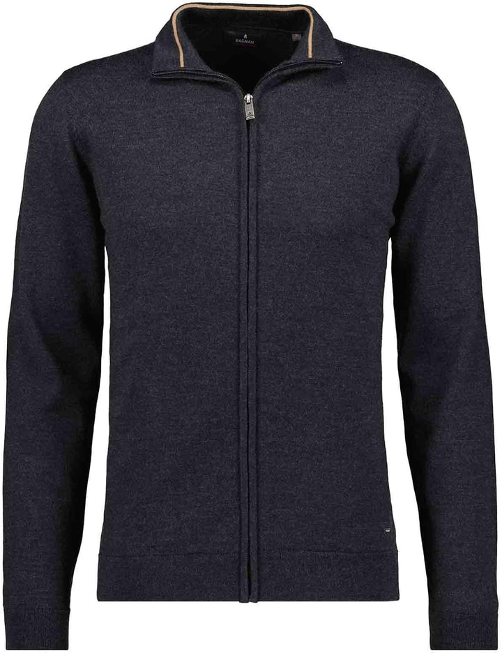 RAGMAN Herren Merino Strickjacke S Asphalt-018, S Asphalt-018