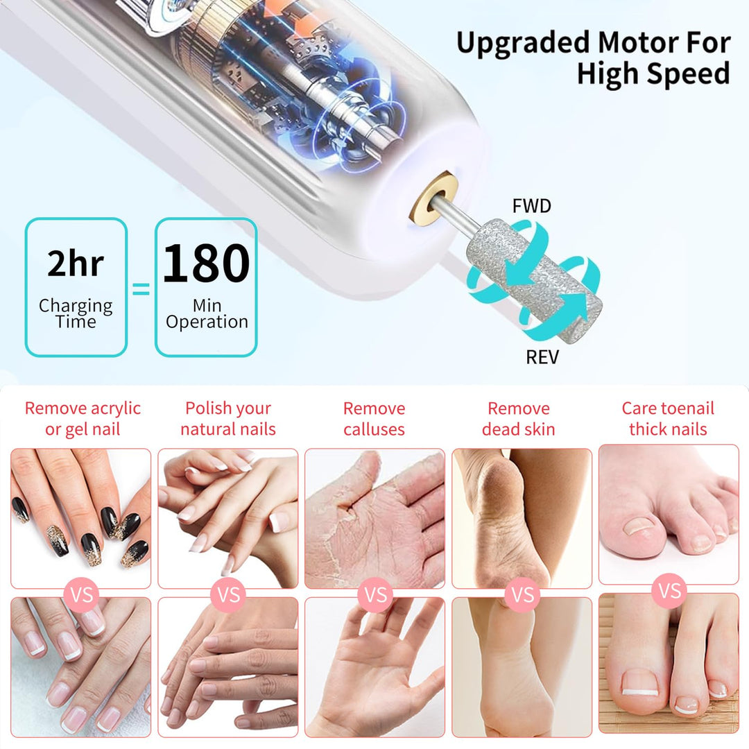 Elektrische Nagelfräser Professionell Elektrisch Nagelfeile für Gelnägel USB Wiederaufladbare 20000