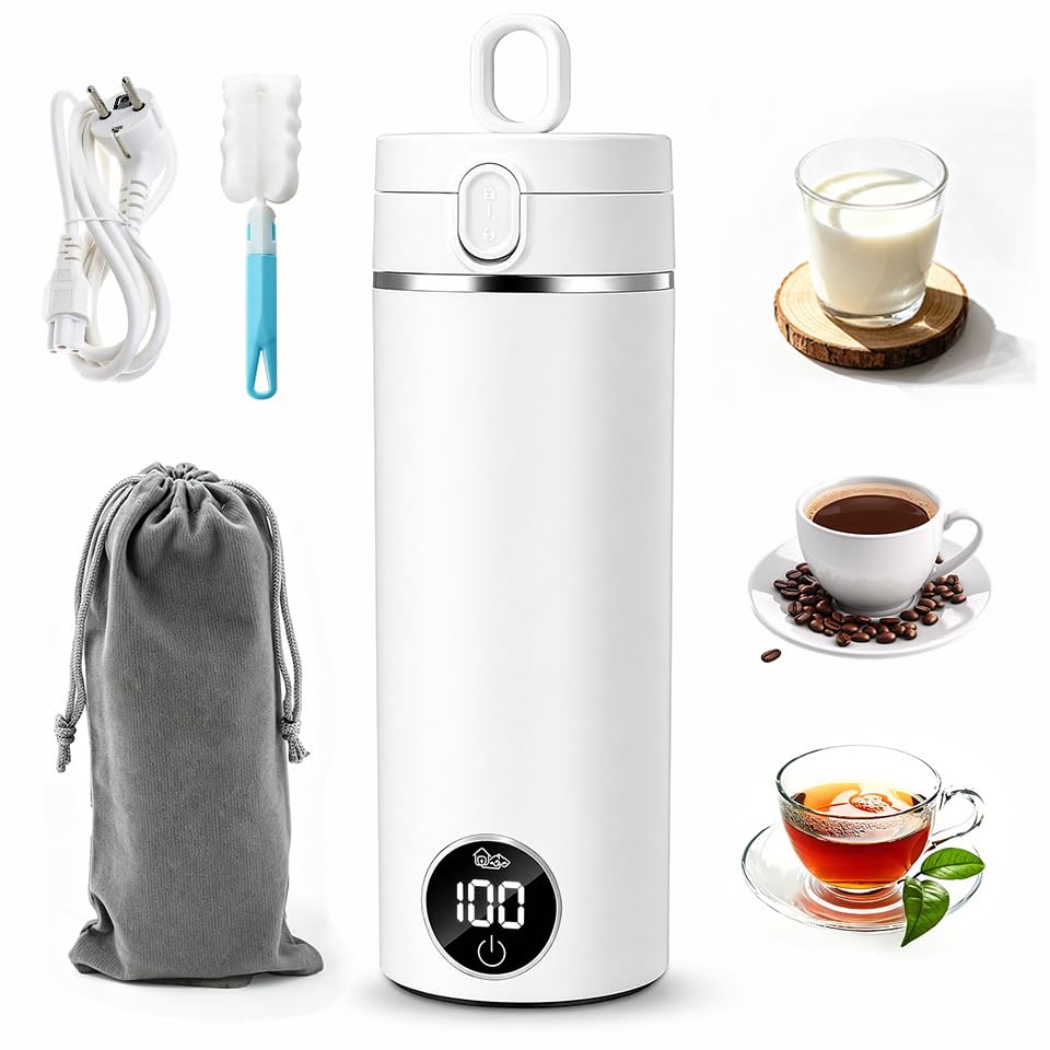 Elektrischer Reisewasserkocher Klein 450ML, Wasserkocher Klein 316 Edelstahl, Mini Wasserkocher Trag