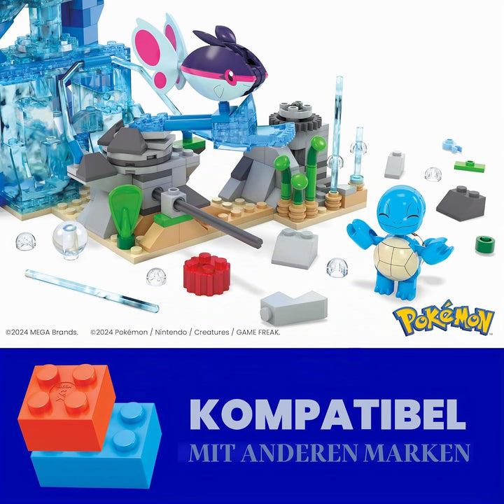 Mattel MEGA Pokémon Actionfigur-Bauspielzeug, Wasserabenteuer mit 319 Teilen und beweglichem Schiggy