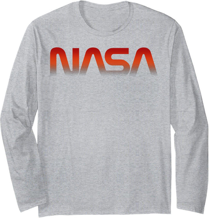 NASA Red Logo Fade Text Langarmshirt