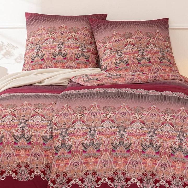ESTELLA Mako Interlock Jersey Bettwäsche Khira Rubin 1 Bettbezug 155 x 220 cm + 1 Kissenbezug 80 x 8