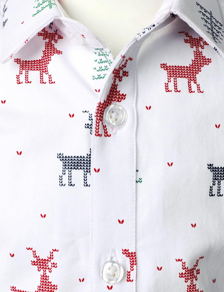 JOGAL Herren Funky Christmas Print Weihnachtsmann Hemd Langarm Button Up Freizeithemd Grosse Jungs 6