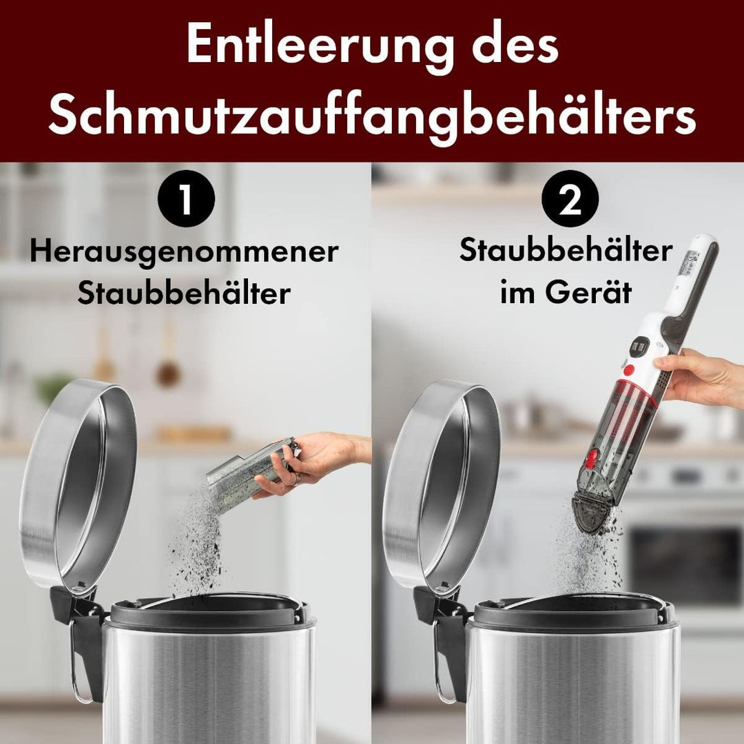 ProfiCare® Handstaubsauger beutellos für Auto und Haushalt, Handstaubsauger Akku inkl. 3 Düsen- und