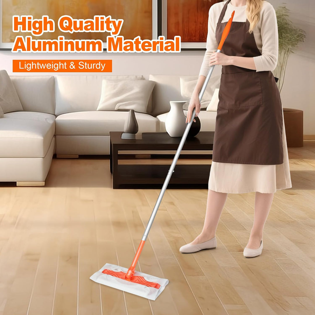 JEHONN Bodenwischer Nass für Swiffer Pads, 2-in-1 Wet Dry Starterset, Feuchte Bodentücher mit 10 Tro