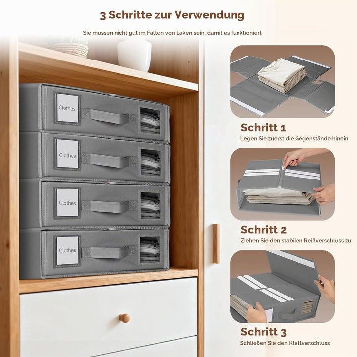 4 Stück Bettwäsche Organizer Mit Sichtfenster Und Etikett, Linen Bed Sheet Organiser Box, Faltbarer