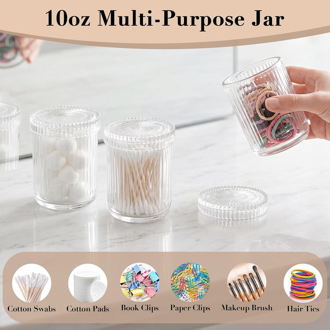3 Stück 290ml Glas Wattestäbchen Behälter Mit Deckel &amp; Bürste | Transparent Wattestäbchen Spender, R