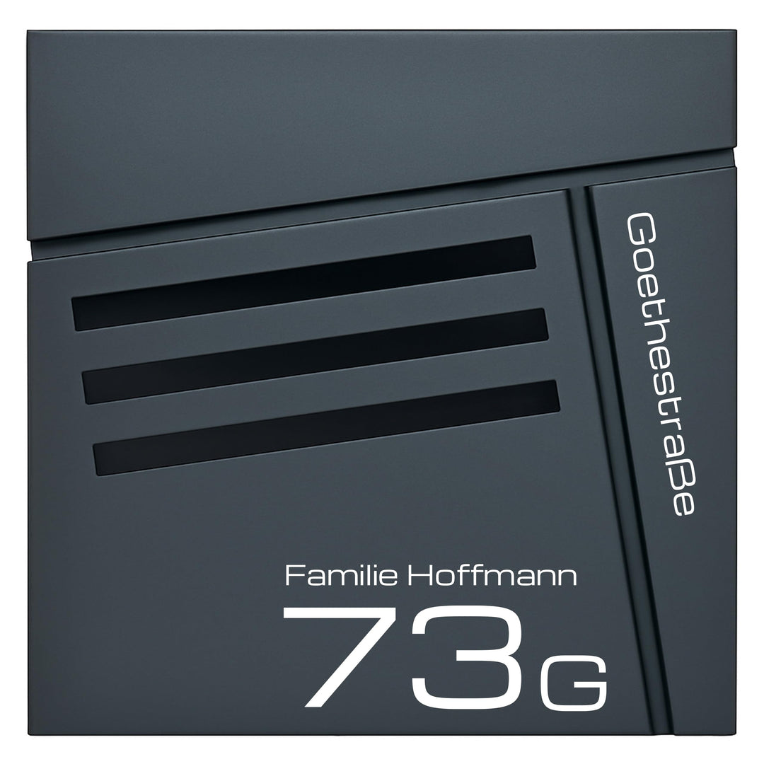 Verda Briefkasten mit Zeitungsfach, 2X Schlüssel, Postkasten Designer Wandbriefkasten, individueller