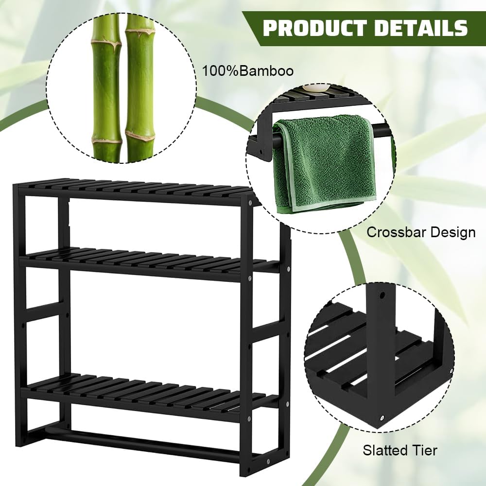 Badezimmer Regal 3 Ebenen Standregal Badezimmer Organizer Badezimmerregal Wandregal Bambus Badregal