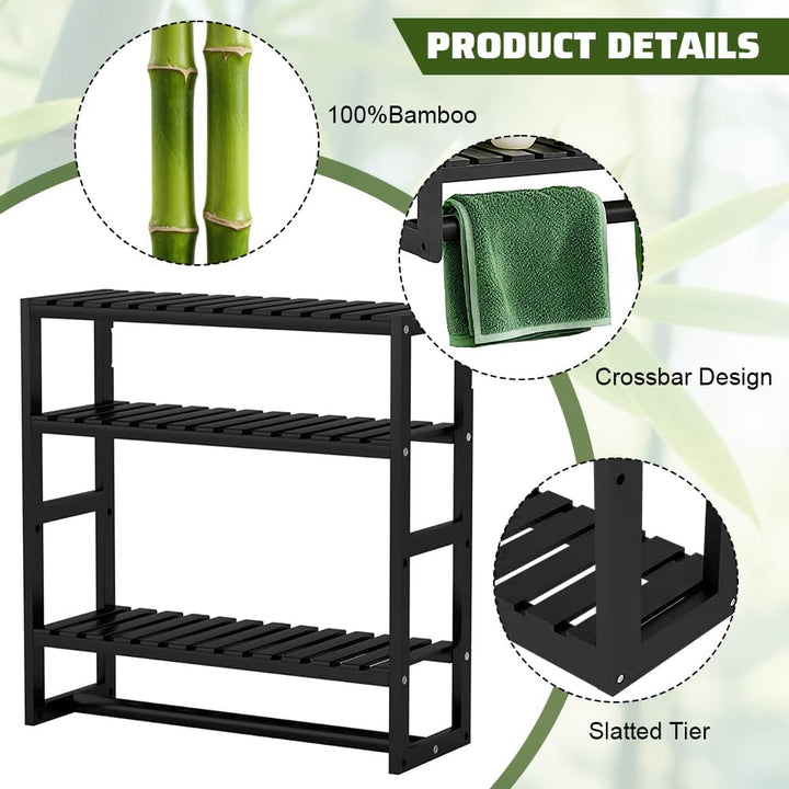 Badezimmer Regal 3 Ebenen Standregal Badezimmer Organizer Badezimmerregal Wandregal Bambus Badregal