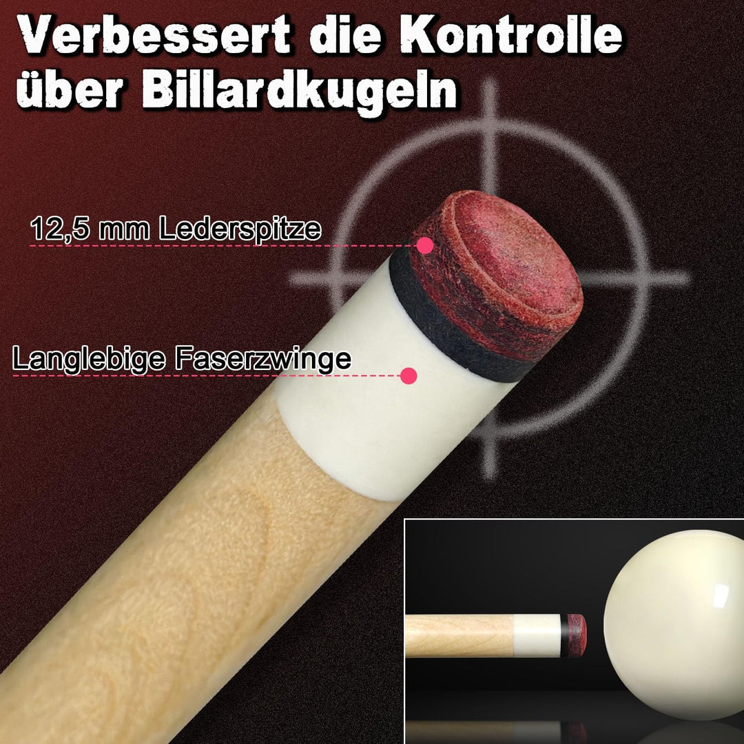Pool-Billardqueues,58“ Pool Cue Stick with 12,5 mm Lederspitze,20 oz Billard Queue Set für Anfänger