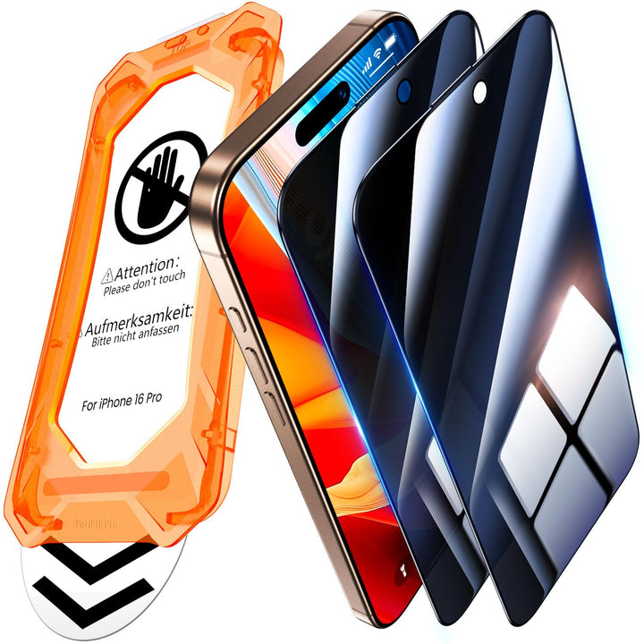 UniqueMe für iPhone 16 Pro für Panzerglas Sichtschutz - [Full Screen Displayschutz] Schutzfolie Sich