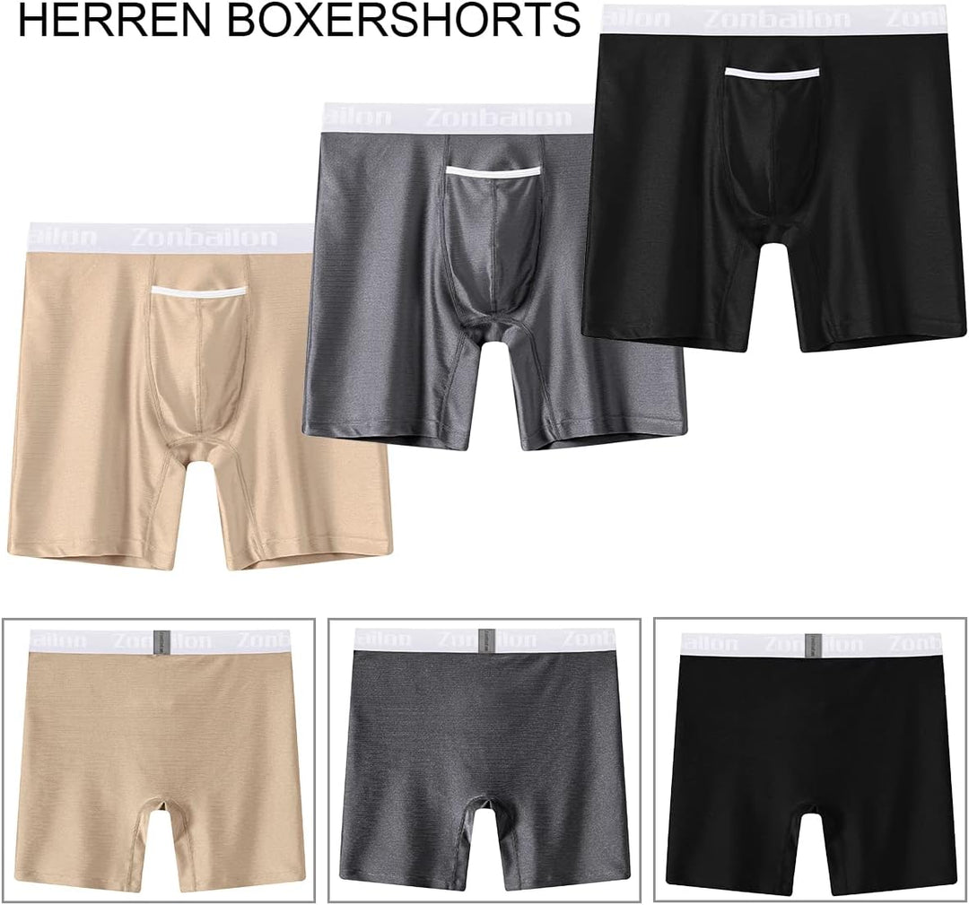 ZAIGELUO Herren Boxershorts Bambus Unterhosen Männer Retroshorts Lange Beine Bequeme Atmungsaktiv We