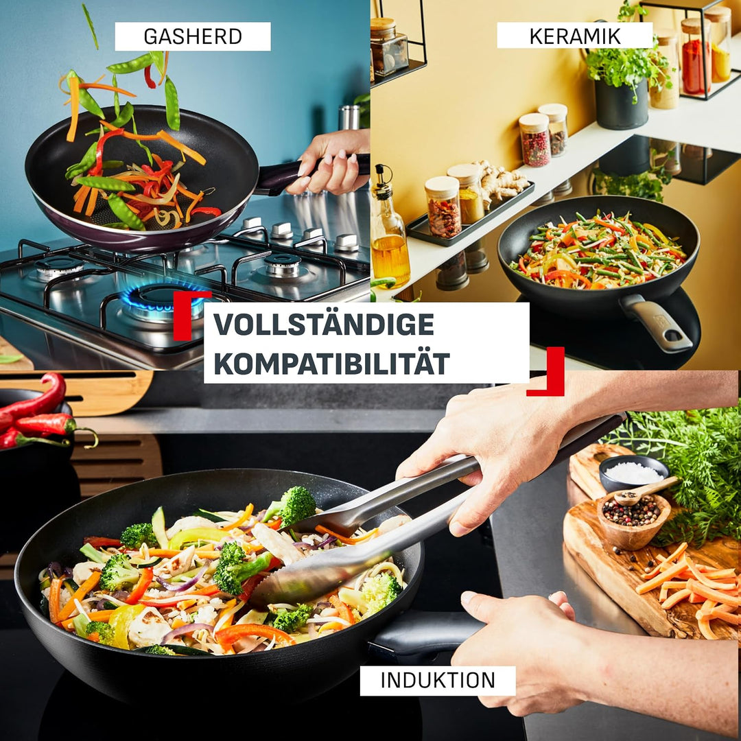 Tefal Reflect On 2-tlg. Pfannen-Set, 24/28 cm, keramische Antihaftbeschichtung, recycelter Aluminium