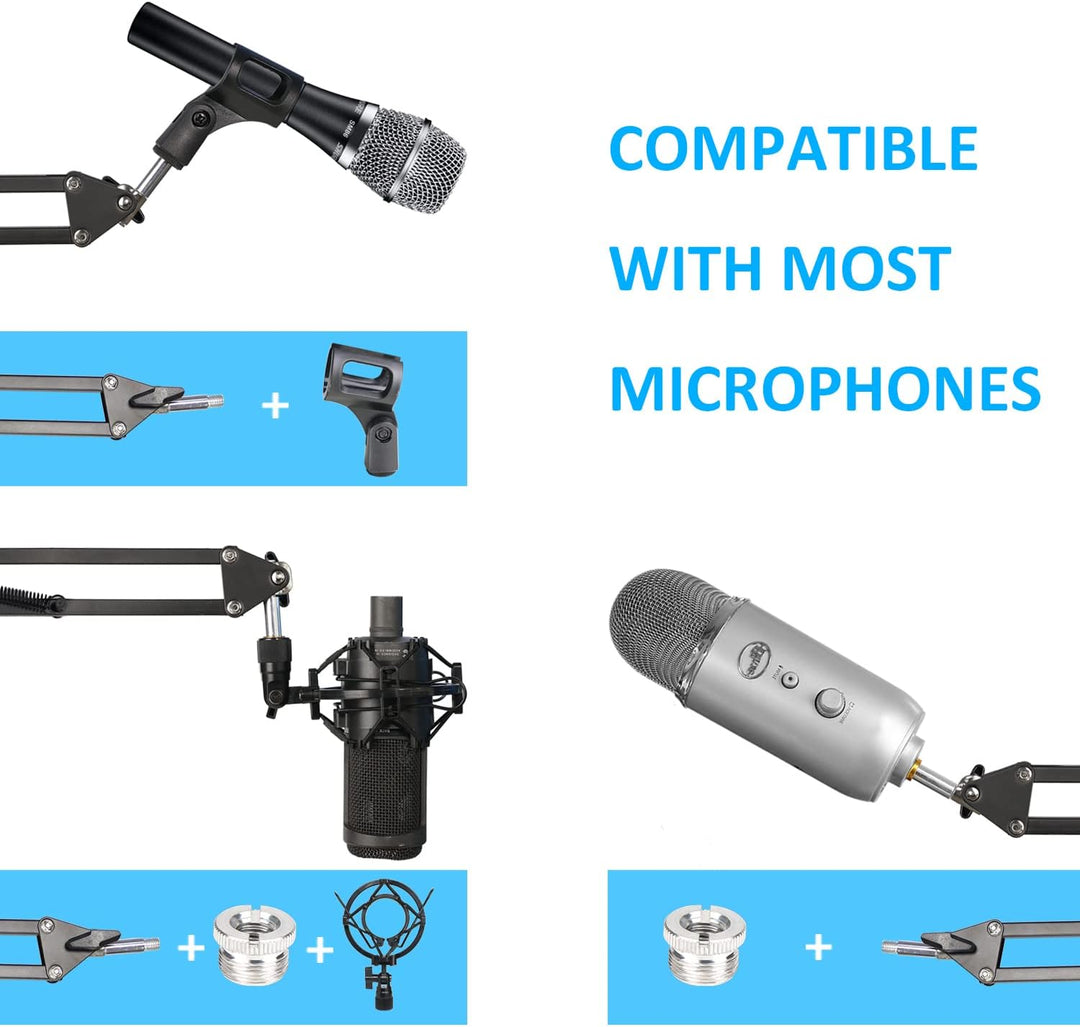 AT2020 Mikrofonständer mit Popschutz - Mikrofonarm mit Pop Filter für Audio Technica AT2020 AT2020US