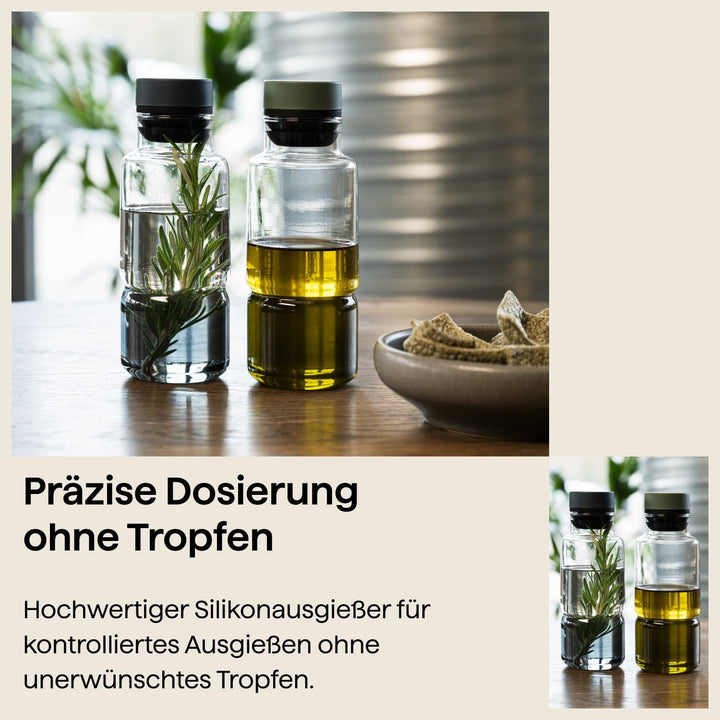 Crushgrind Billund Oil & Vinegar - Essig Öl Flasche Blau | Olivenölflasche aus Borasilkatglas mit Si