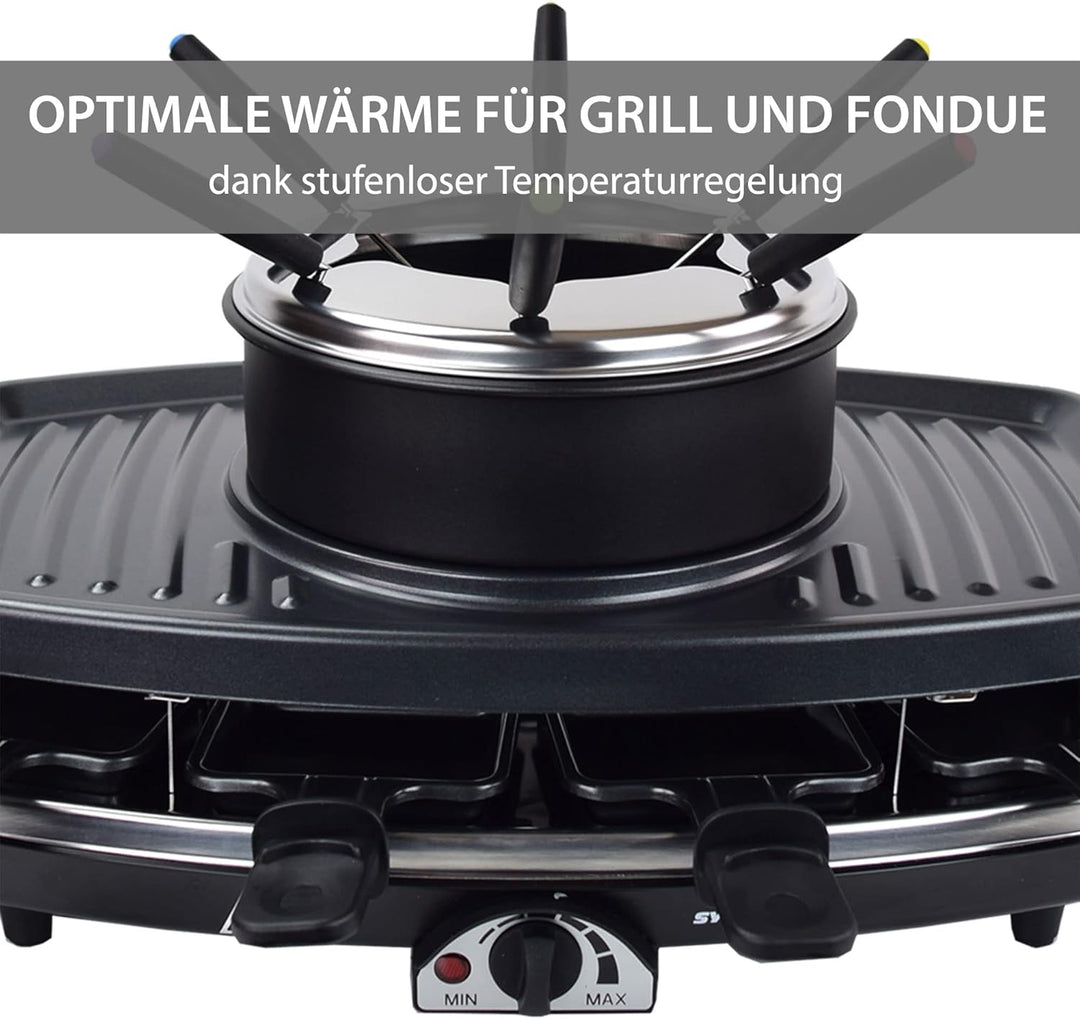Syntrox Germany Freiburg 3 in 1 Raclette-Grill-Fondue-für 8 Personen