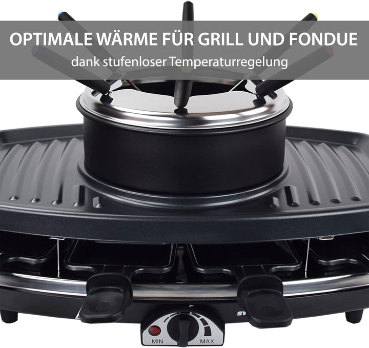 Syntrox Germany Freiburg 3 in 1 Raclette-Grill-Fondue-für 8 Personen