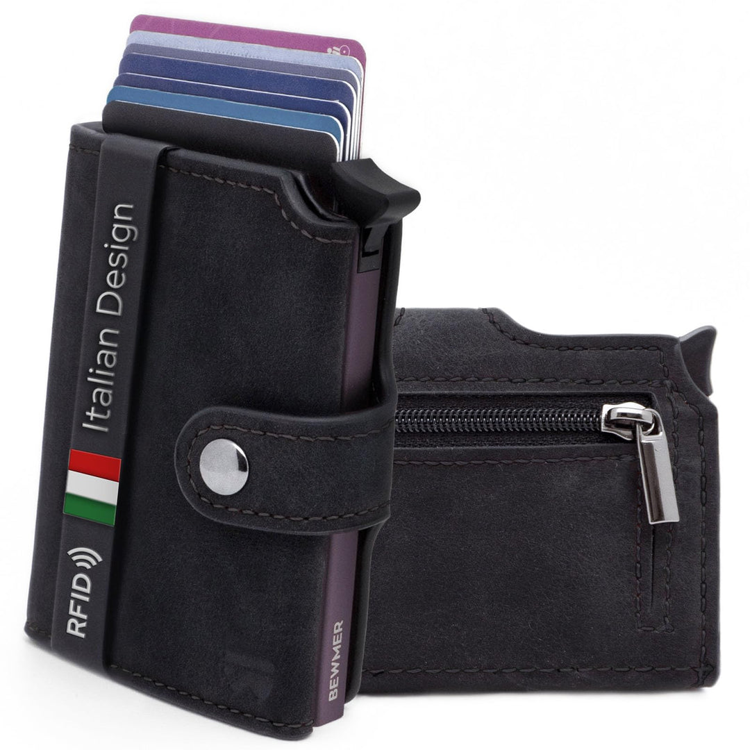BEWMER 2 Shielded | Herren und Damen Slim Wallet mit RFID-Schutz Anti-Cloning | Kartenetui mit Münzf