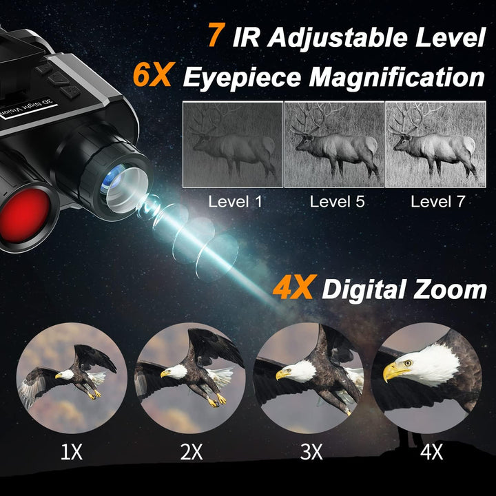 Nachtsichtgerät, Nachtsichtbrille Kompatibel mit Fast Mich Helm, 8-facher Digitaler Zoom, 7-Gang Inf