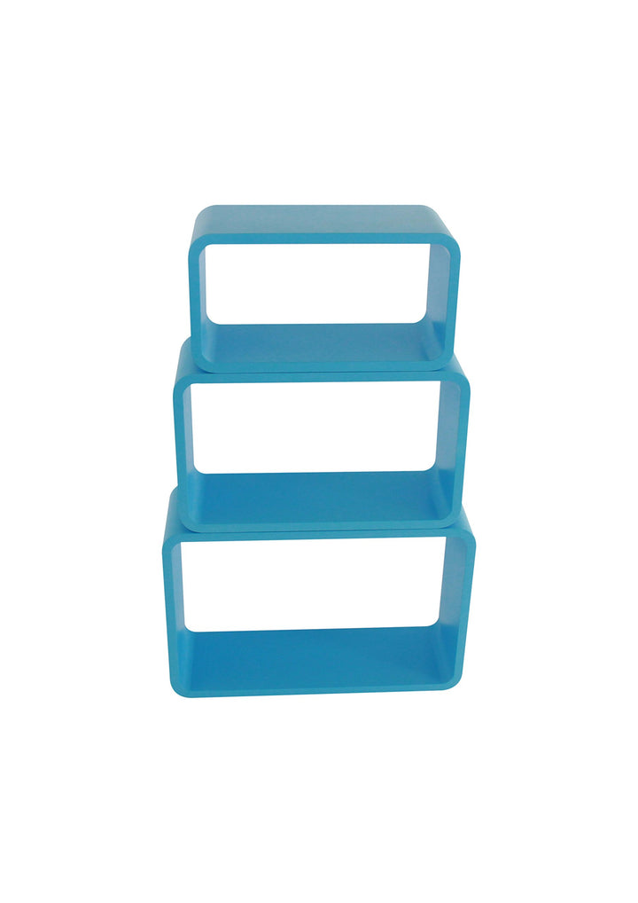 BHP Set, 3-teilig Regal, MDF, Blau, 44x24x20cm