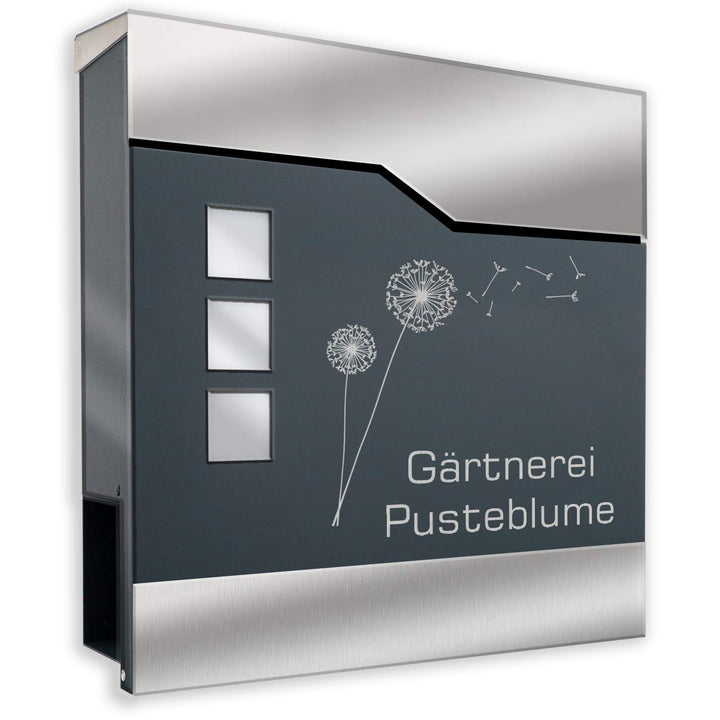 Zalafino Briefkasten anthrazit RAL 7016 mit Beschriftung - individualisierbarer Design-Briefkasten a
