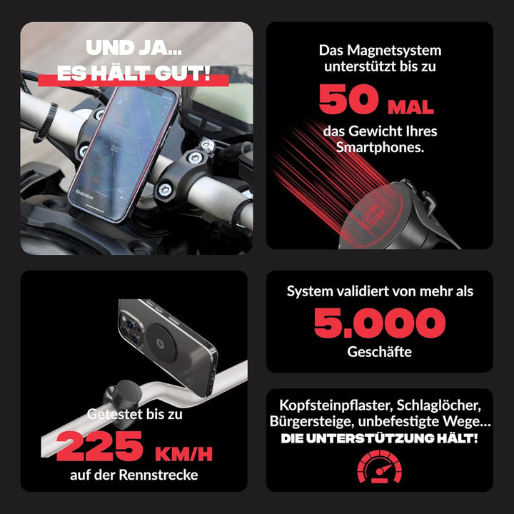Shapeheart französische Innovation, magnetische Motorrad-Telefonhalterung mit extradünner, Metallpla