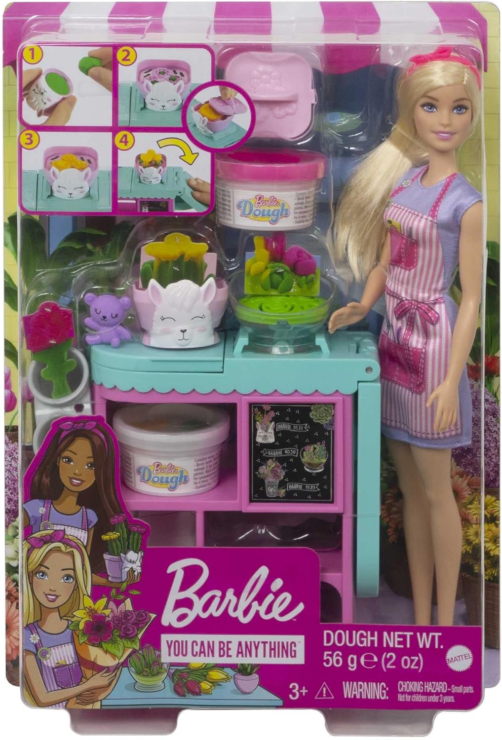 Barbie You Can Be Anything Serie, Florist, Puppe mit blonden Haaren, Knetmasse für Blumen, Accessoir