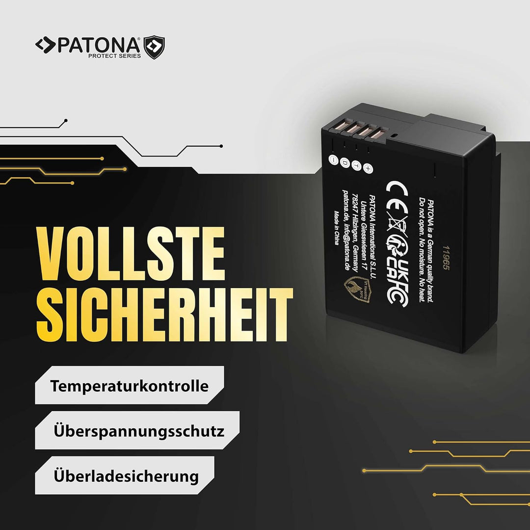 PATONA (2X) Protect V1 DMW-BLC12 E Akku (1100mAh) mit NTC-Sensor und V1 Gehäuse 2x DMW-BLC12 Protect