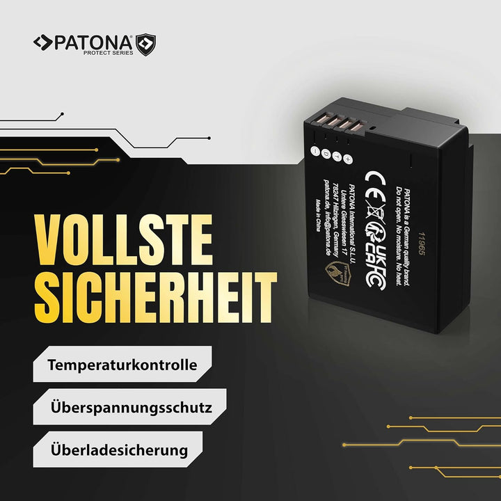 PATONA (2X) Protect V1 DMW-BLC12 E Akku (1100mAh) mit NTC-Sensor und V1 Gehäuse 2x DMW-BLC12 Protect