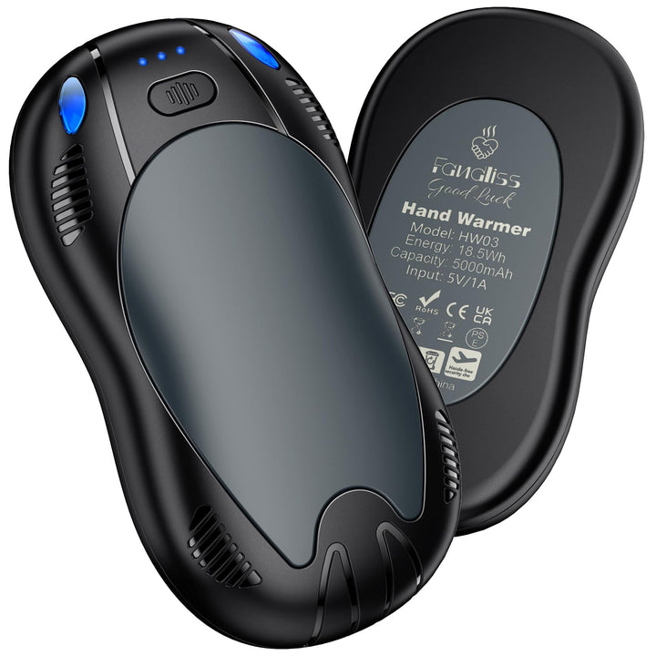 FANDLISS Handwärmer Elektrisch,Taschenwärme mit 10000mAh, Zweiseitige Heizung,Magnetische 2er-Pack,U