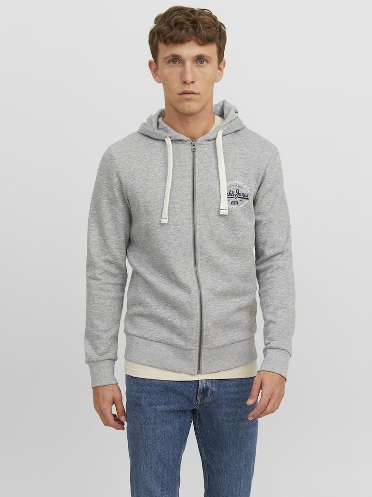 JACK & JONES Herren Jjmikk Sweat Zip Hood Pls Kapuzenjacke 3XL Grosse Grössen Light Grey Melange, 3X