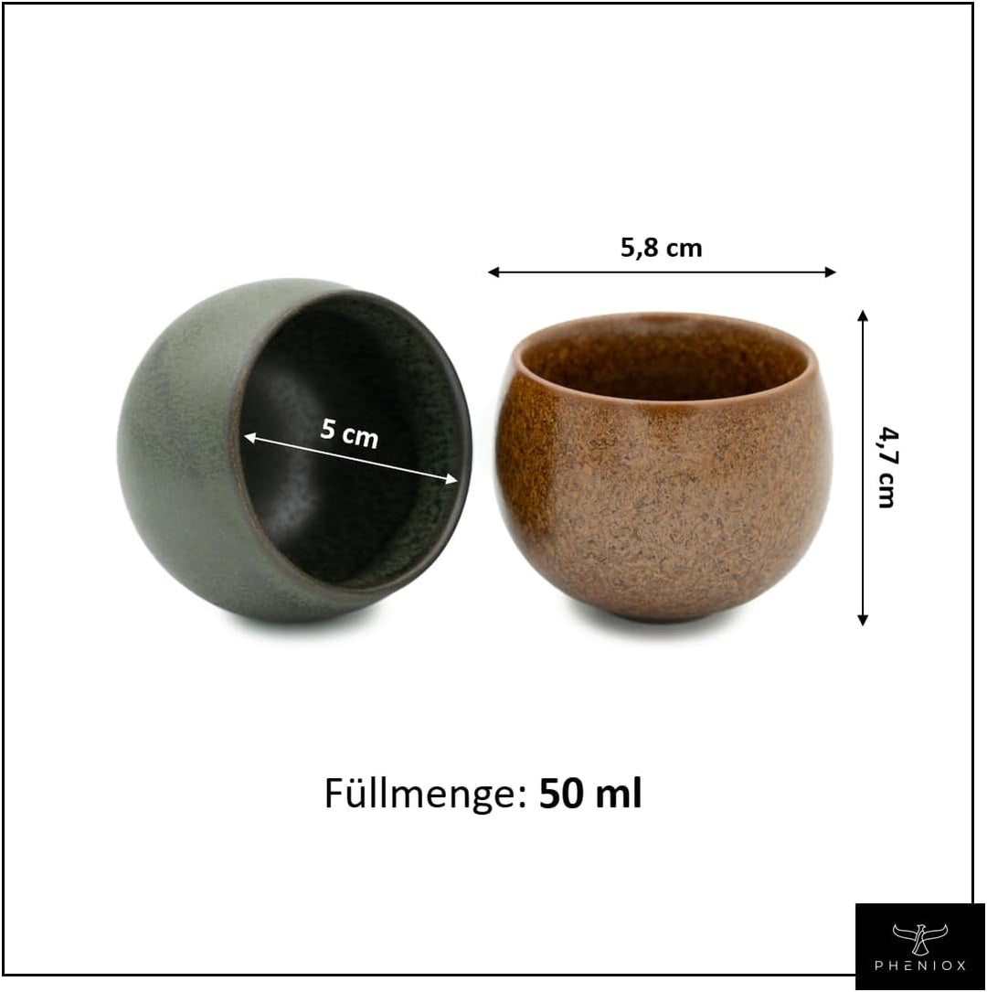 Pheniox Espressotassen Set Timeout Mini | 5 x 50 ml - hochwertige Tassen aus Steingut | Espresso Tas