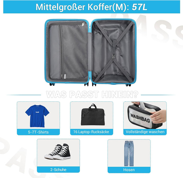British Traveller Mittelgrosser Koffer 64x43x26.5 cm Leichter Reisekoffer aus ABS+PC mit TSA-Schloss