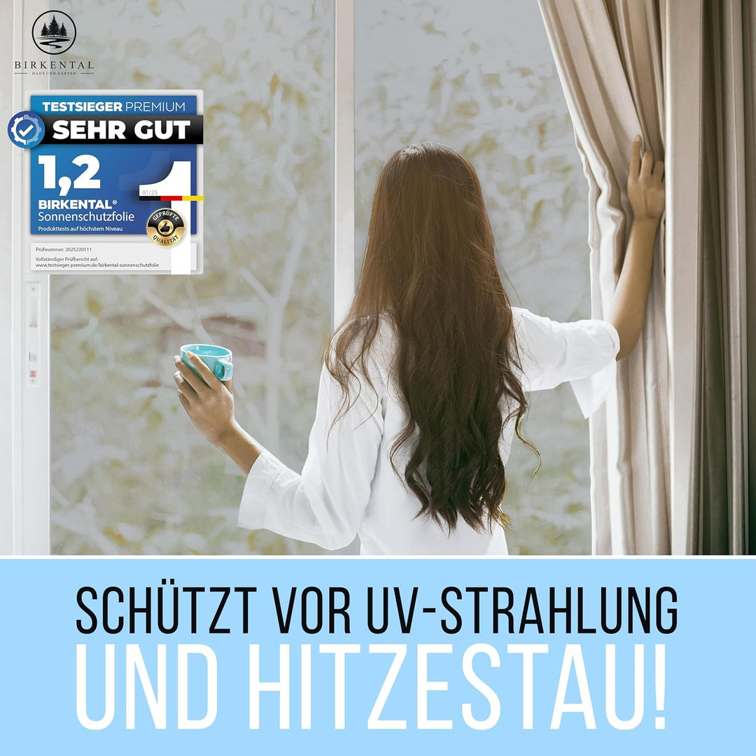 Birkental Sonnenschutzfolie Fenster innen oder aussen - Sonnenschutzfolie - UV Schutz Spiegelfolie -