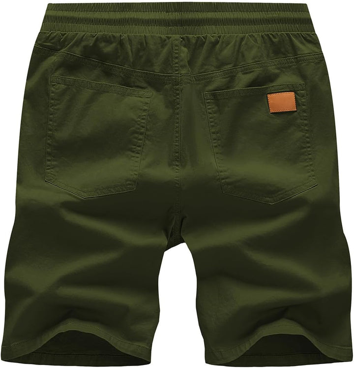JMIERR Kurze Hosen Herren Shorts Herren Sommer Chino Baumwolle Elastische Taille mit Taschen M F Grü